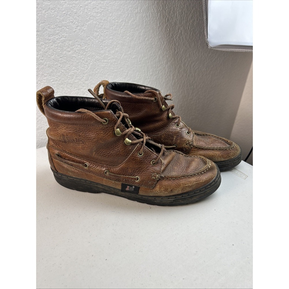 Justin LO991 Chip Brown Leather Lace-Up Moc Toe Chukka Boots Mens 10.5M